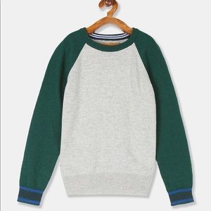 GAP KIDS BOY GREY RAGLAN CREW SWEATER M